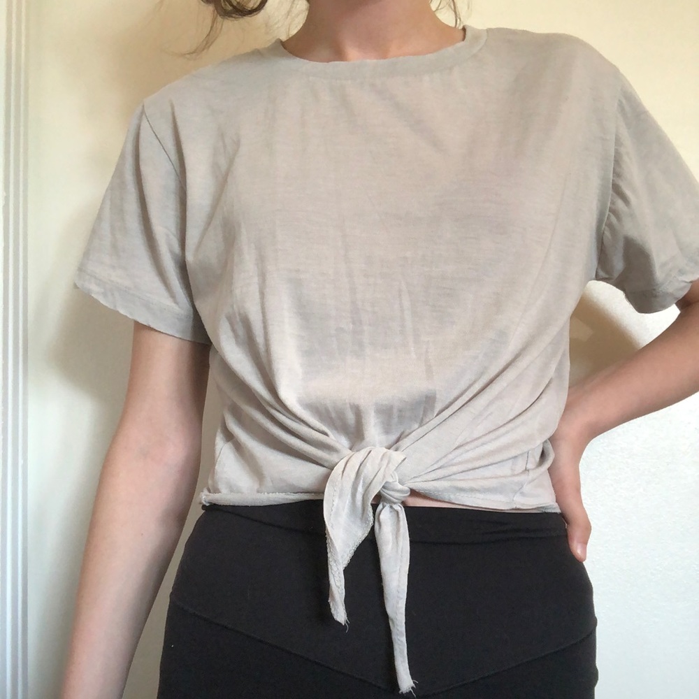 Soft grey tie front shirt